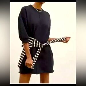 Everlane Puff Sleeve Organic Cotton Sweatshirt Dress Black Size XXS